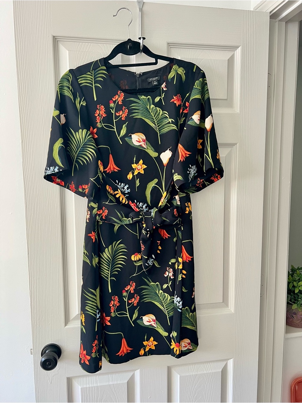 Ann Taylor Black Mini Dress with Tropical Floral Print - Picture 3 of 4